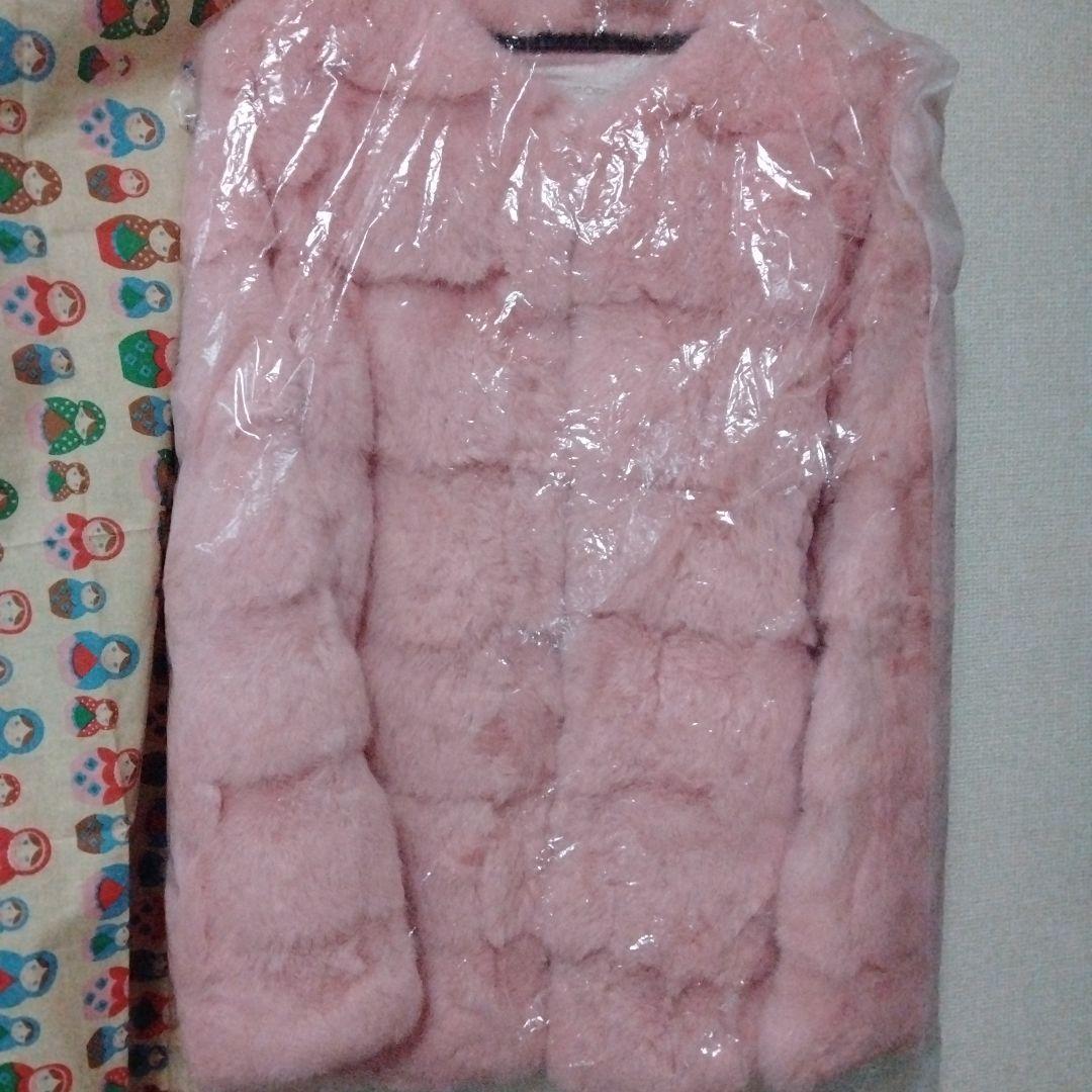 ピンク ラビットファーコート