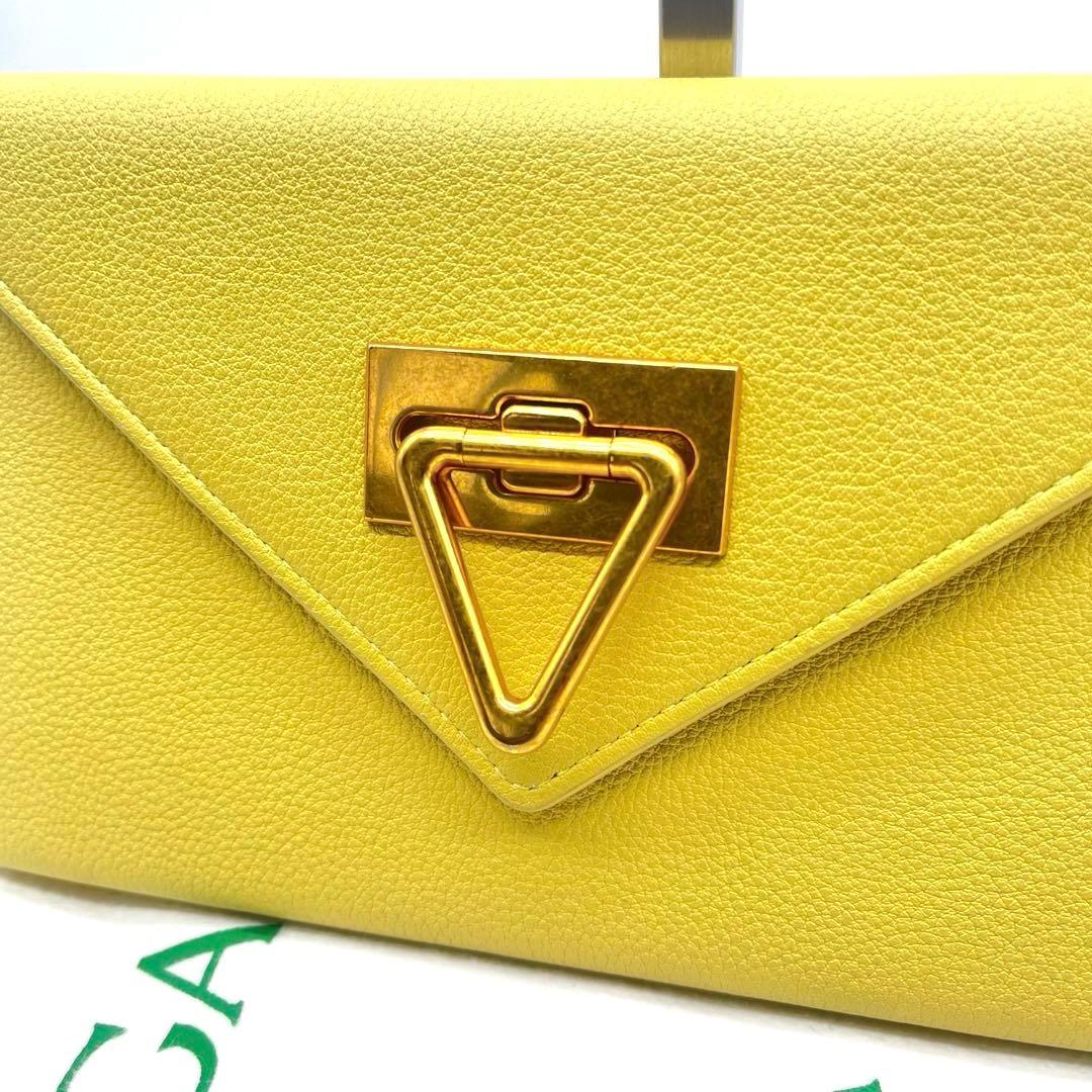 現行✨ボッテガ 長財布 トライアングル レザー 本革 イエロー ゴールド金具