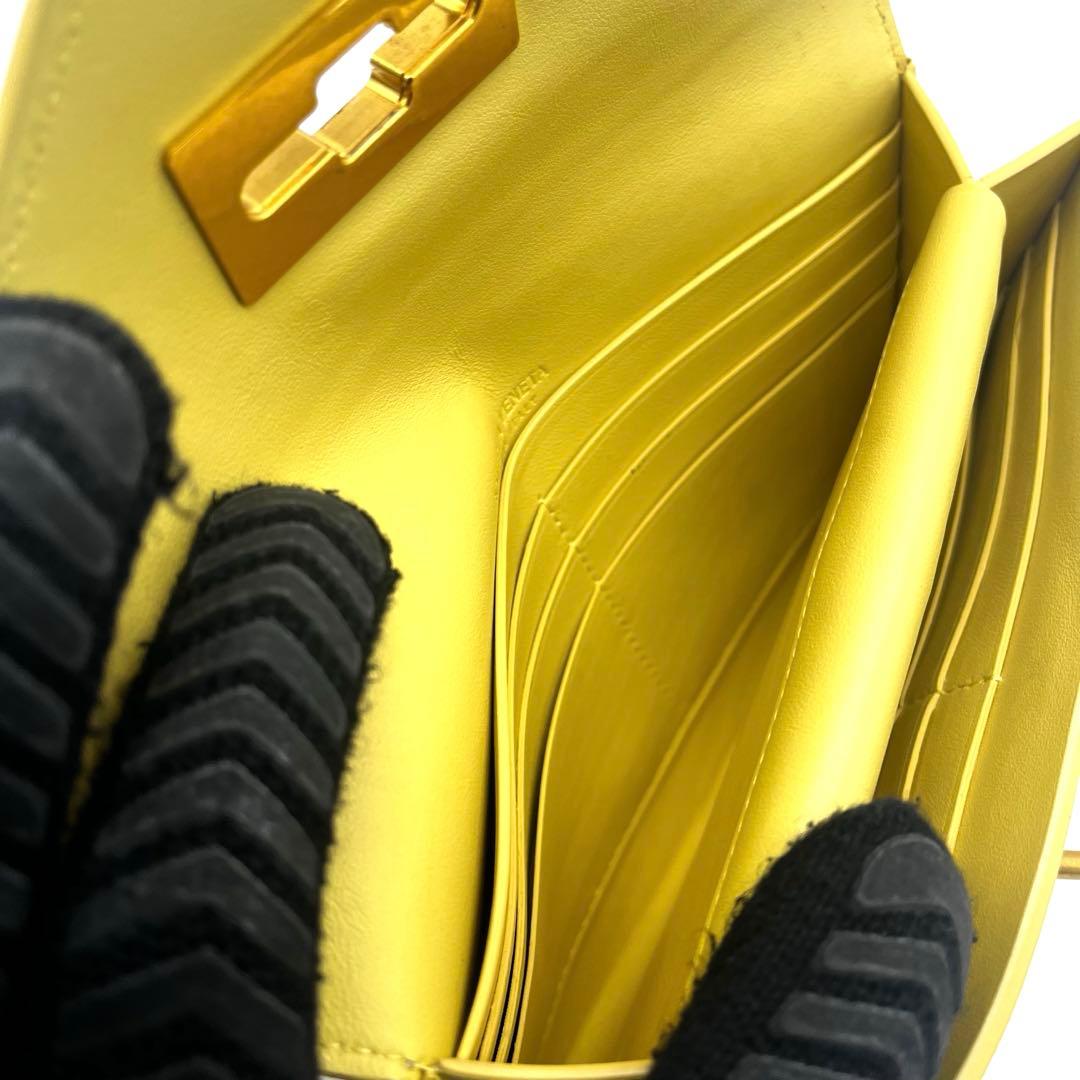 現行✨ボッテガ 長財布 トライアングル レザー 本革 イエロー ゴールド金具