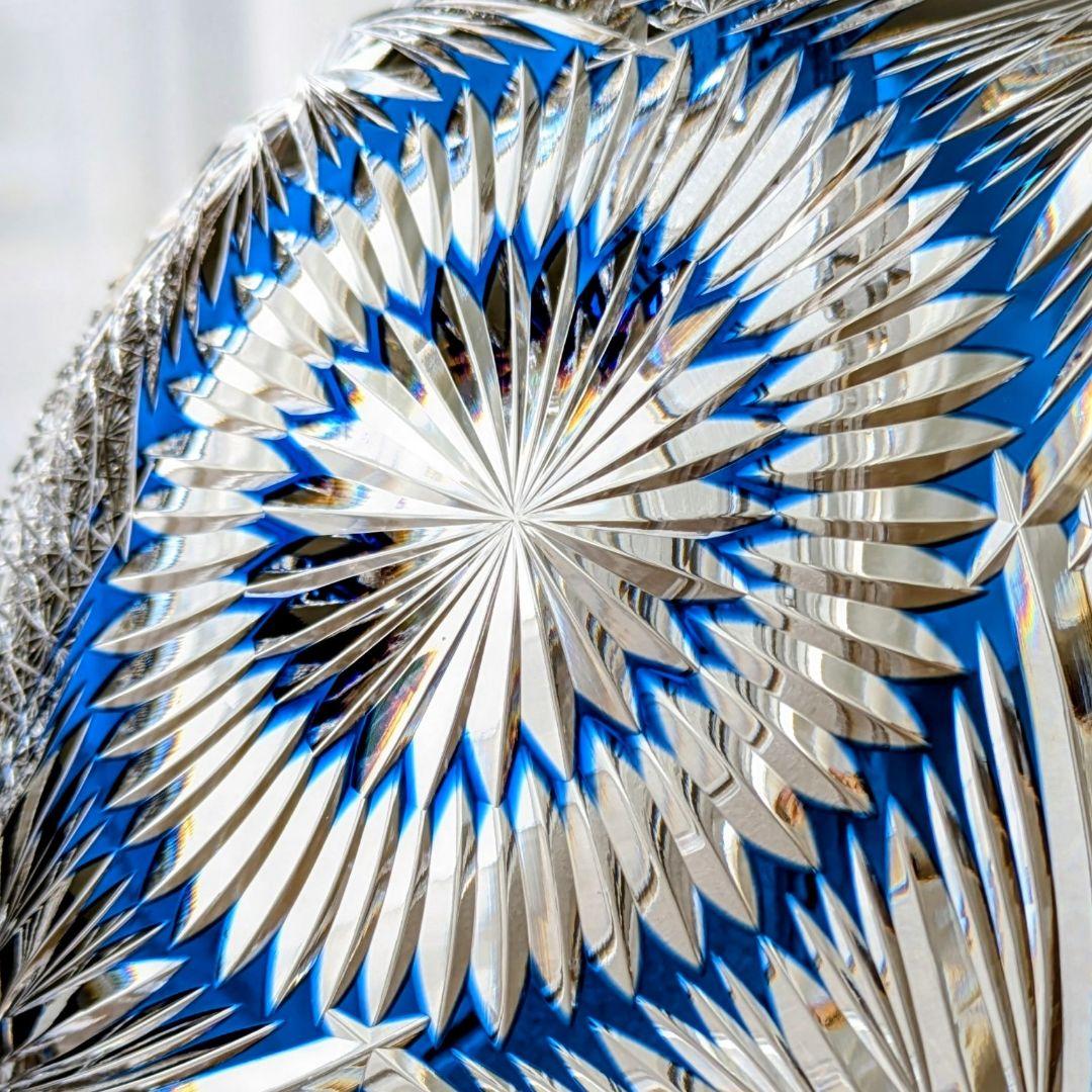 江戸切子　カガミクリスタル　飾り皿　 　 ෆ根本幸雄 作品ෆ 　【未使用・美品】