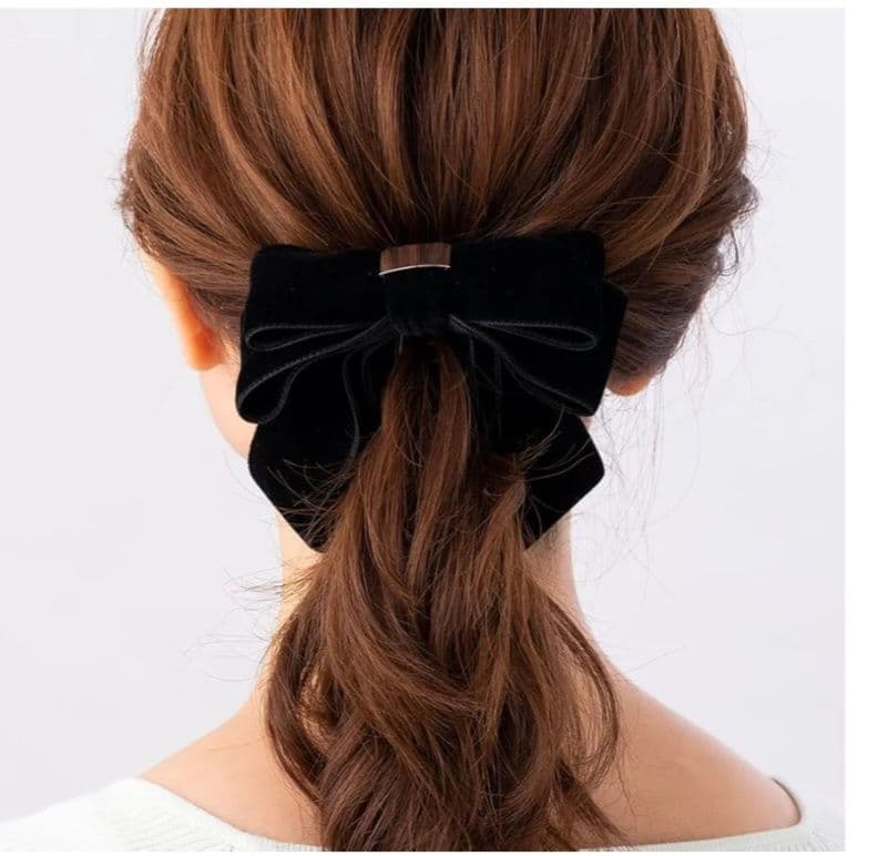 コンプレックスビズ ベルベットリボンバナナクリップ 黒