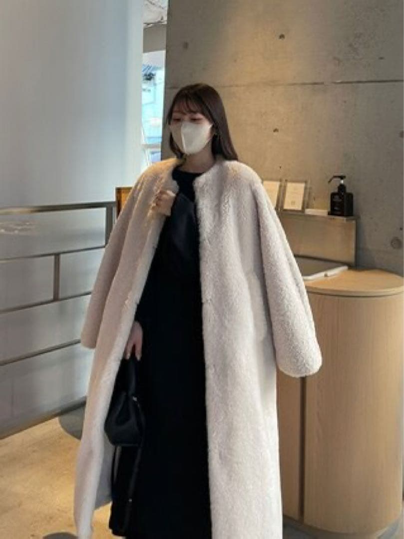 ジャケット・アウター CLANE MIX FUR COCOON COAT