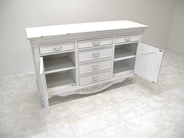 展示品　フレンチシャビー ホワイトペイント サイドボード 　リビングボード