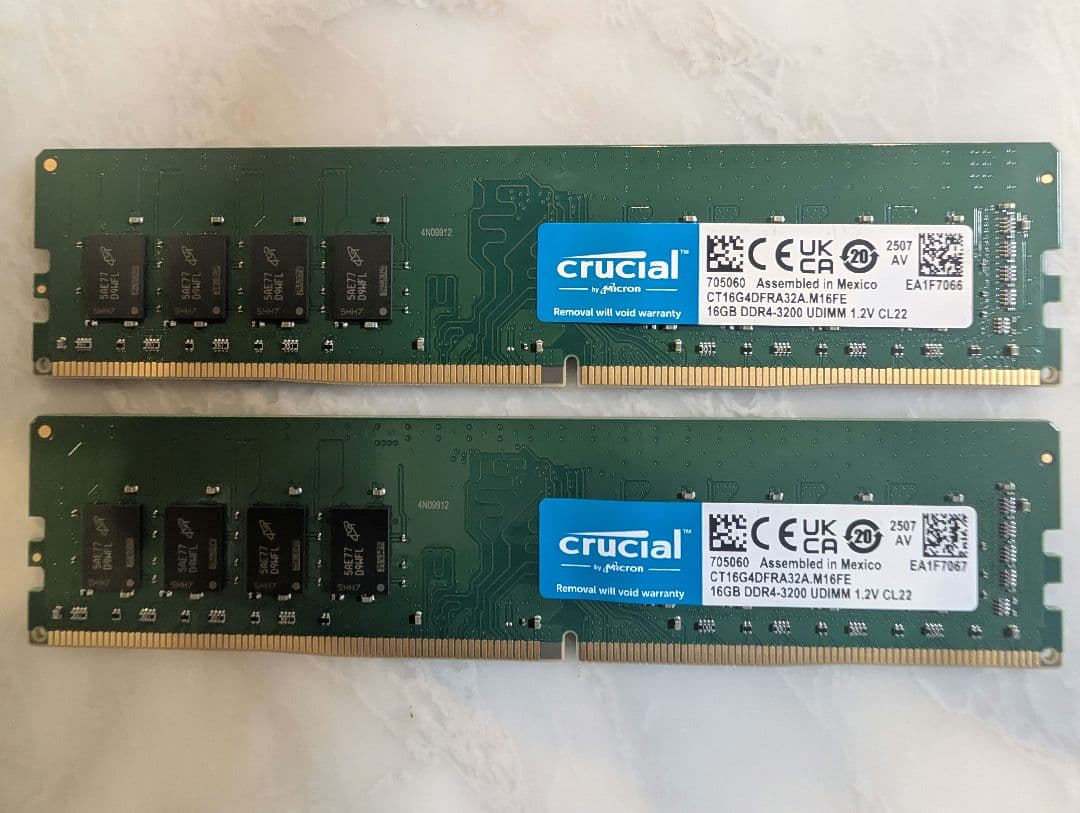 Crucial DDR4 16GB メモリ 3200MHz 2枚計32GB