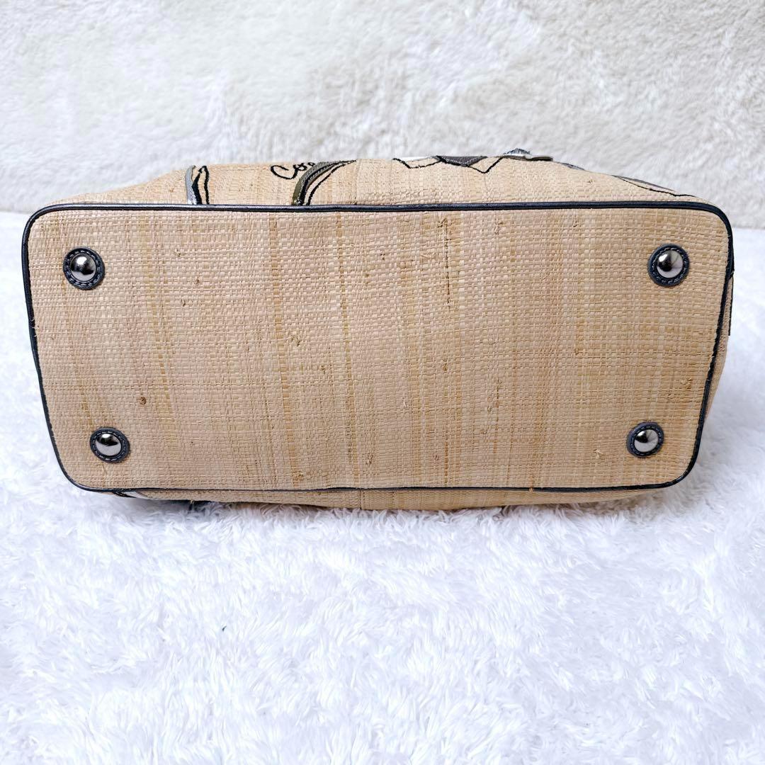 バッグ COACH Hamptons Flower Straw Kisslock Bag