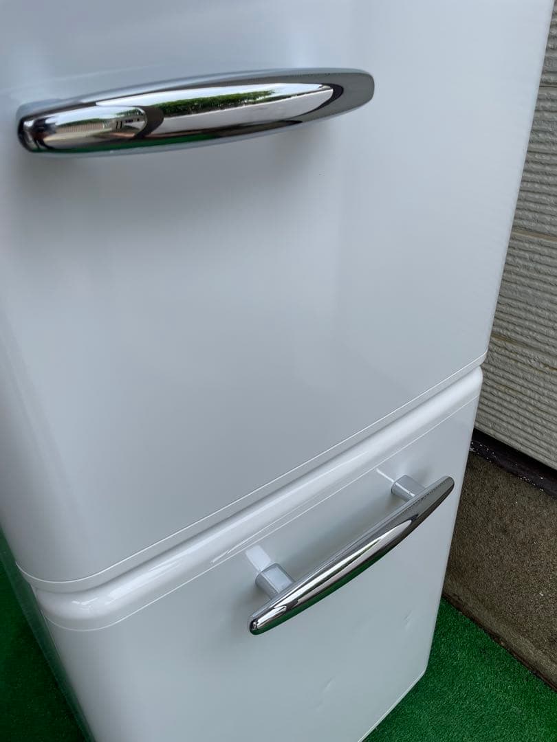 732美品✨ エディオン レトロインバーターおしゃれホワイト2ドア冷蔵庫 単身