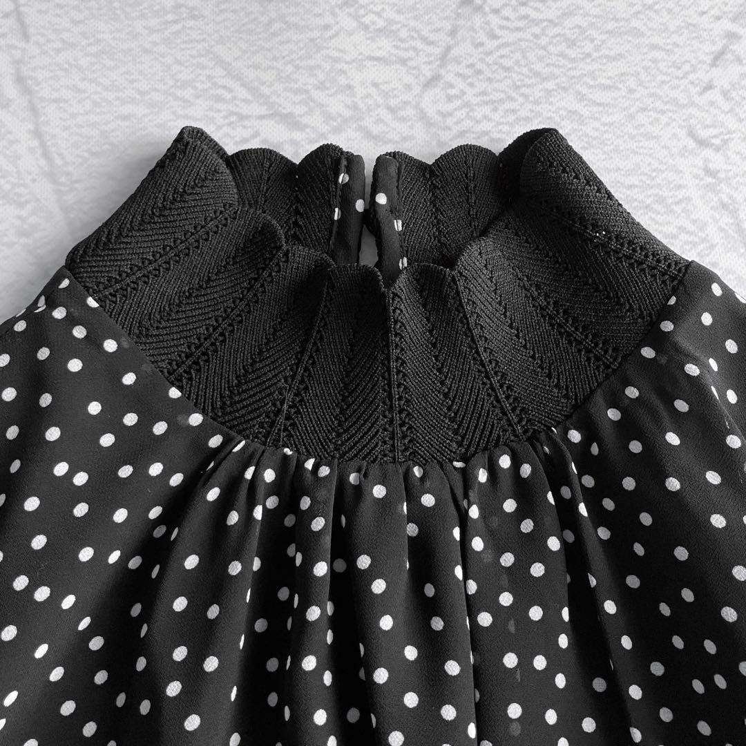 ✨新品✨アナトリエ ドット シフォンプリーツ ロングワンピース 2次会 ブラック