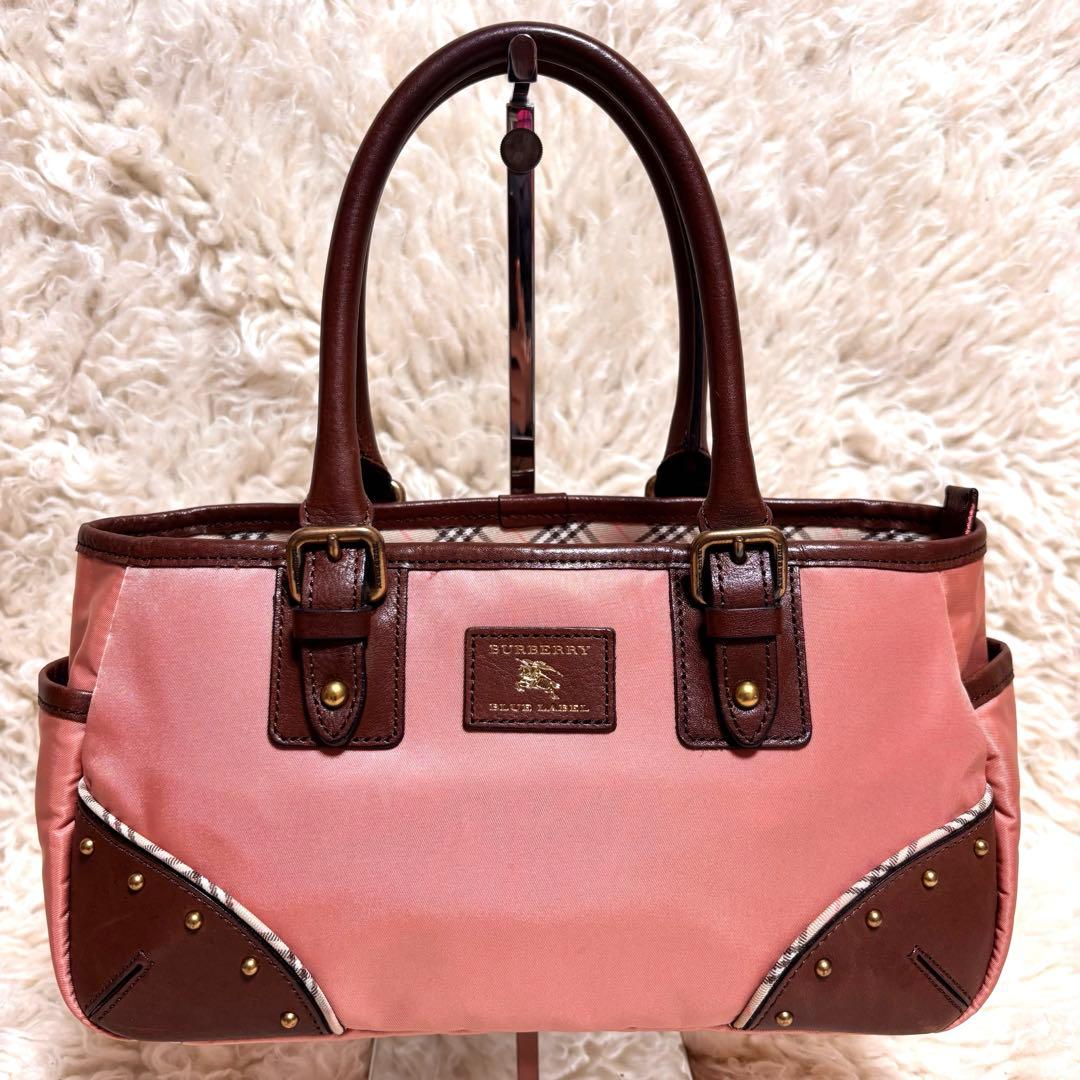【極美品】バーバリーブルーレーベル　ハンドバッグ　レザー　スタッズ　稀少