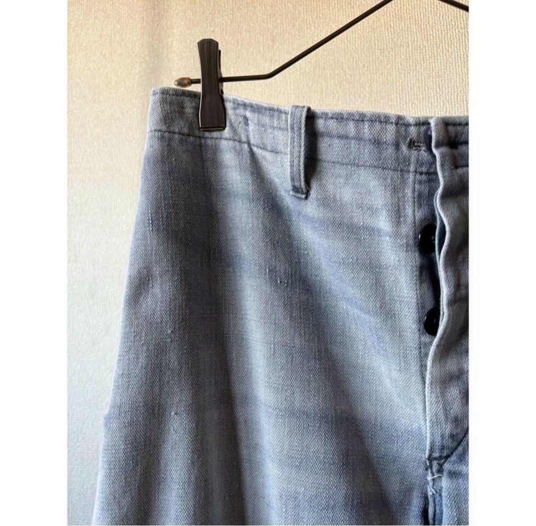 \"鬼焼けサンフェード\" ナス紺 ラベンダー ユーロヴィンテージ ワークパンツ