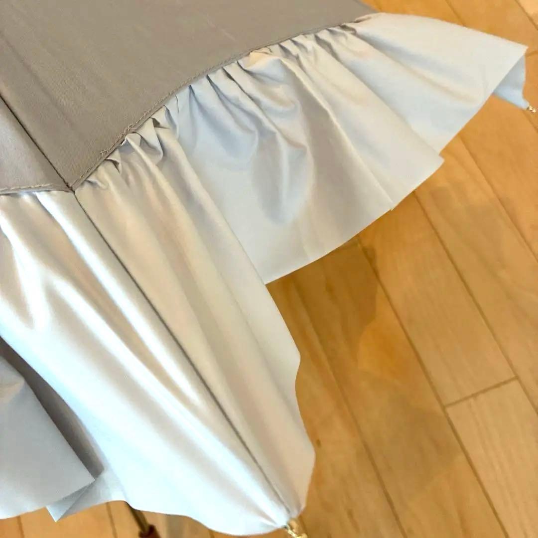 グレイシーのフリルたっぷり晴雨兼用日傘シルバーグレー