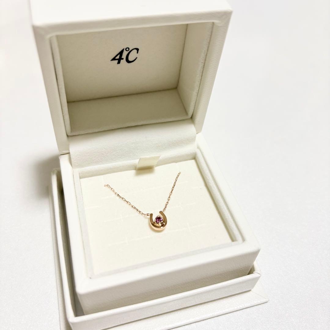 4℃ K10ピンクゴールド ネックレス 1月 誕生石