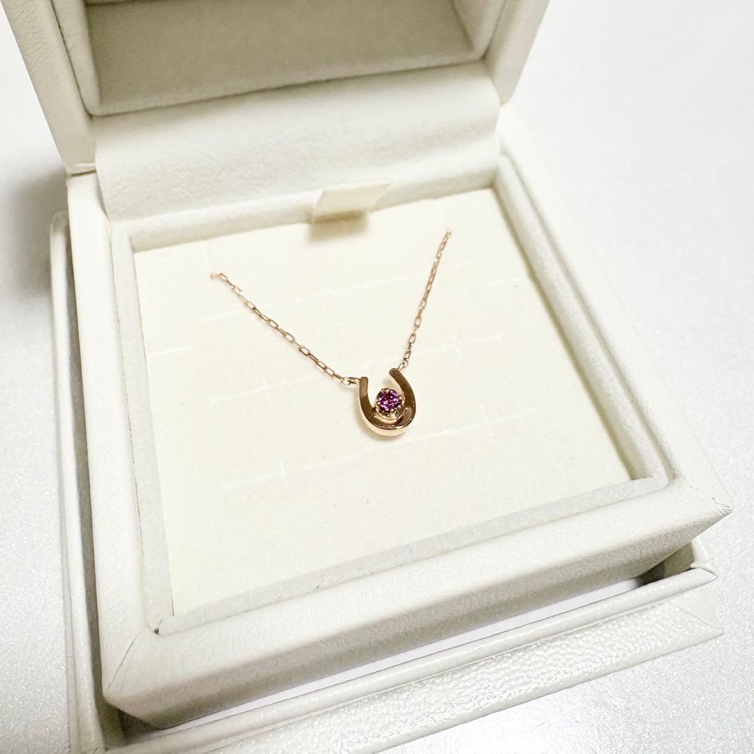 4℃ K10ピンクゴールド ネックレス 1月 誕生石
