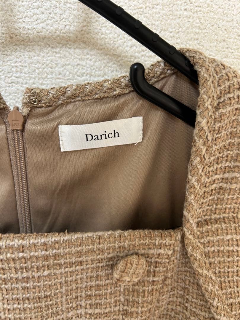 プリーツドッキングツイードミニワンピース