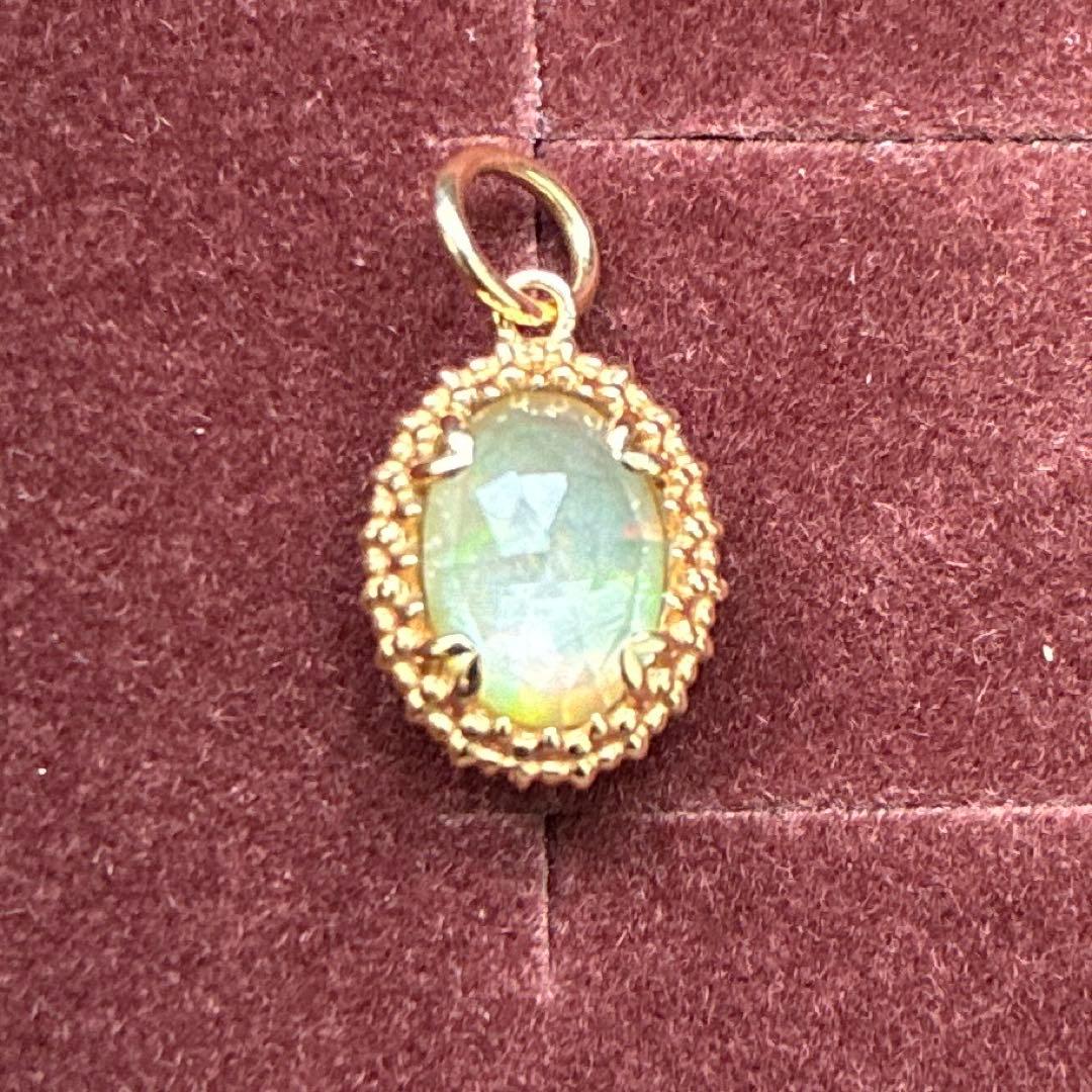 【agete】 K10 オパール リバーシブル ネックレスチャーム