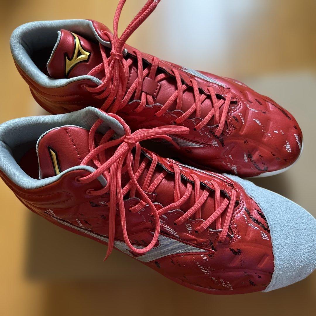 26cm ミズノプロ クッションレボプロ ミッド レッド 野球 スパイク 金属歯