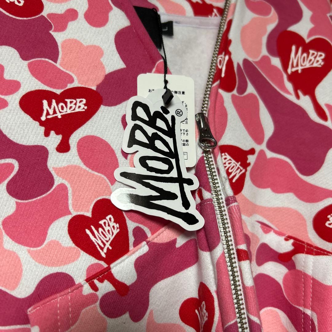 幸*様 MOBB ピンク ハート柄 ジップアップパーカー