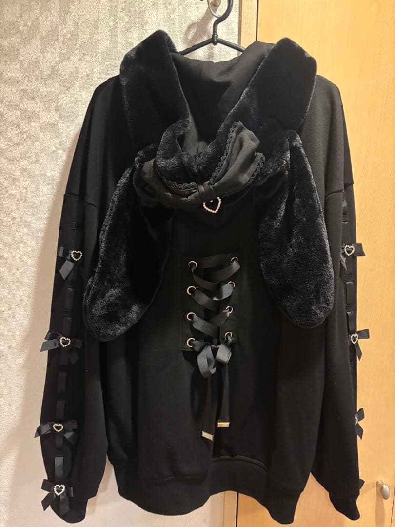 LIZLISA うさみみレースアップスリーブパーカー