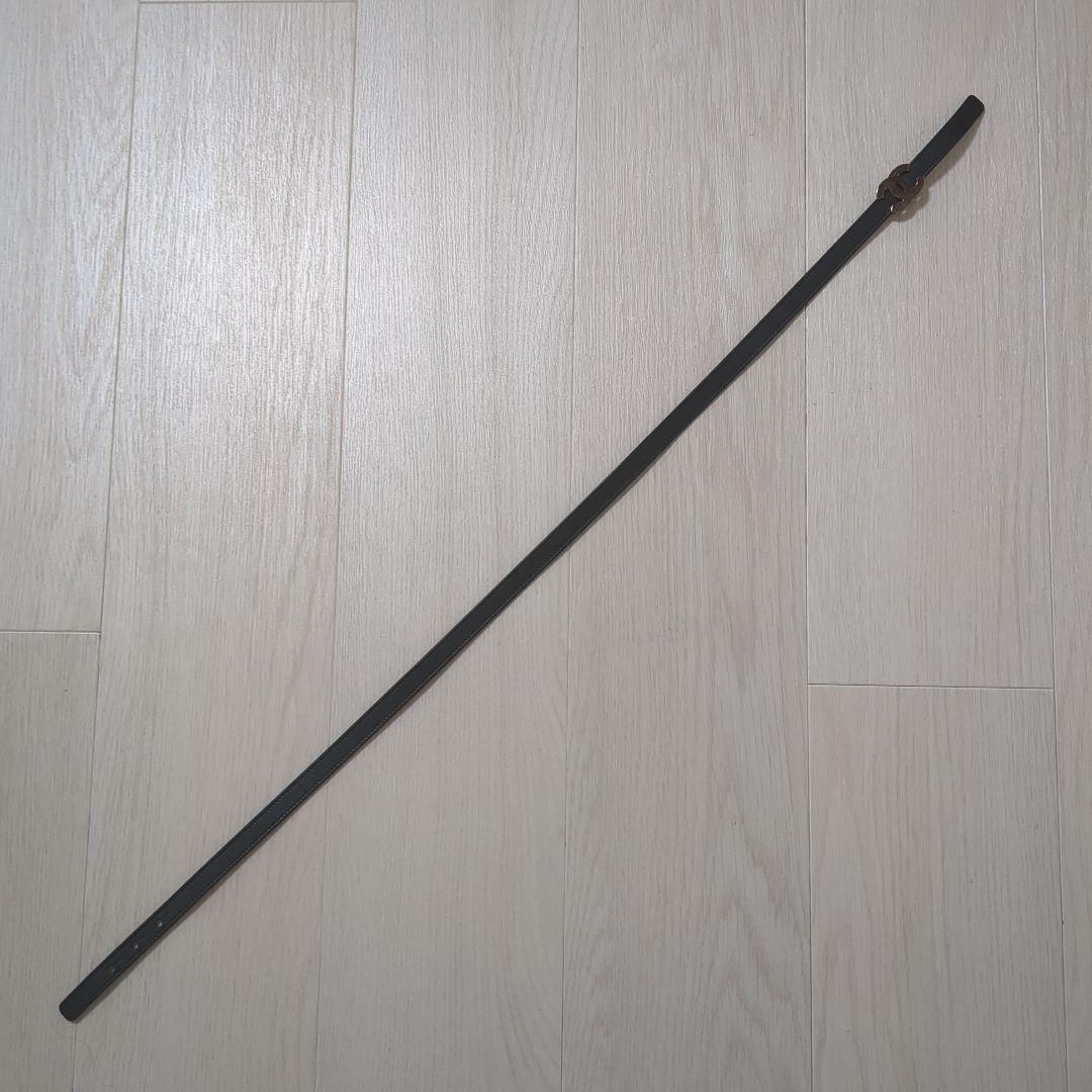 シャネル　CHANEL ココマーク　レザーベルト　ベルト　シルバー金具　ブラック