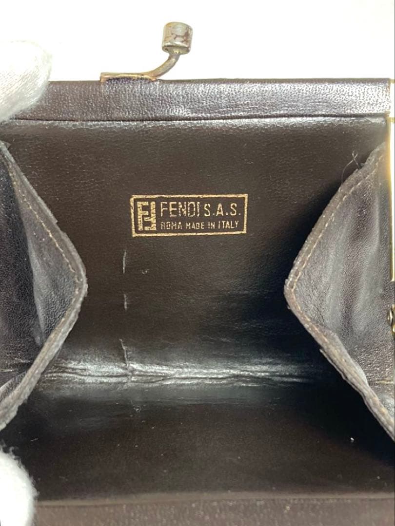 良品 FENDI フェンディ ズッカ キャンバス がま口 ケース 小銭入れ