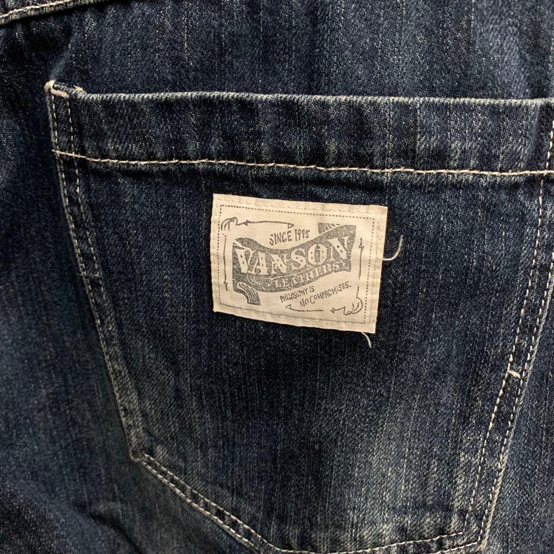 中古 VANSON 総刺繍 デニム オーバーオール つなぎ フライングエンブレム