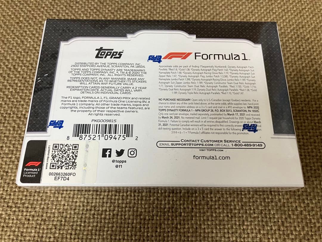 【ラスト】2020 Topps Dynasty Formula1 未開封ボックス