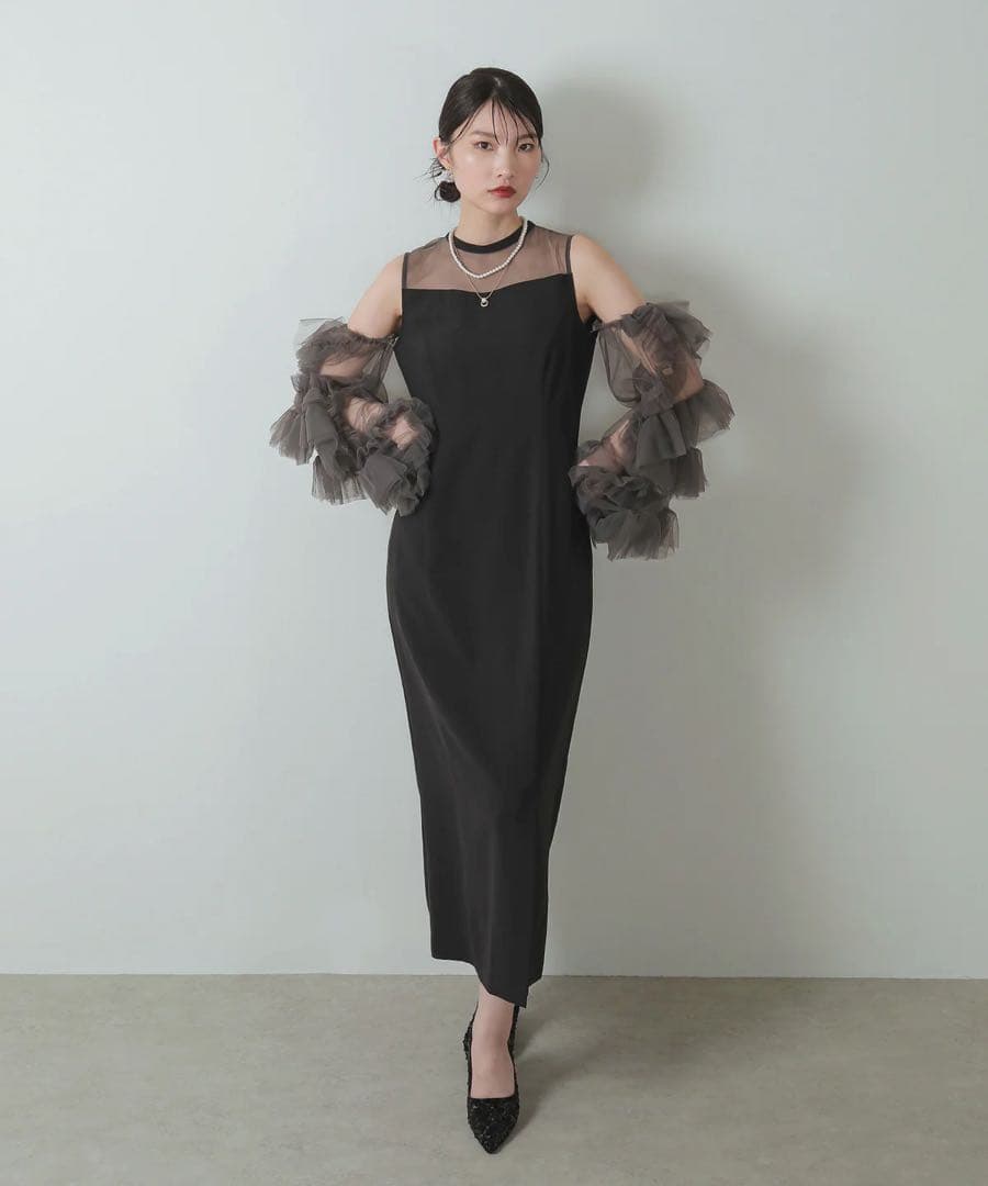 Kana チュールフリルスリーブIライン 2way ドレス