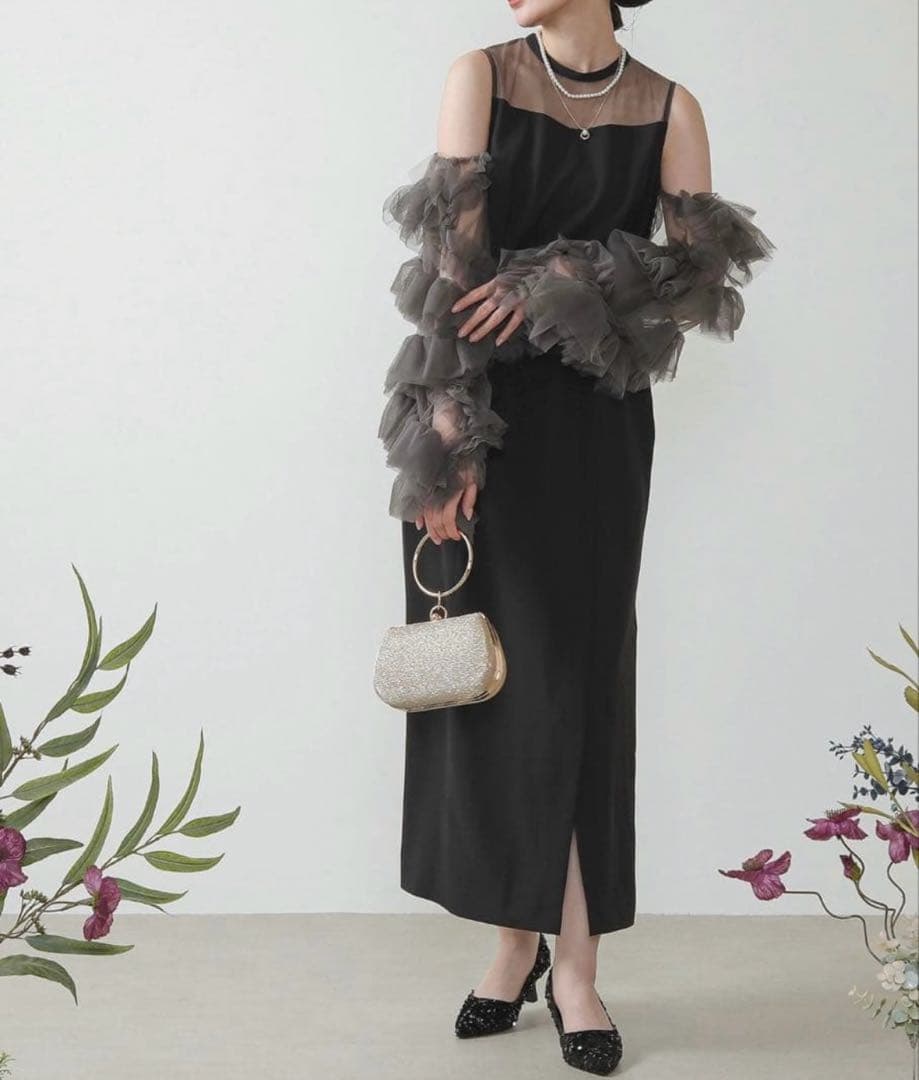 Kana チュールフリルスリーブIライン 2way ドレス