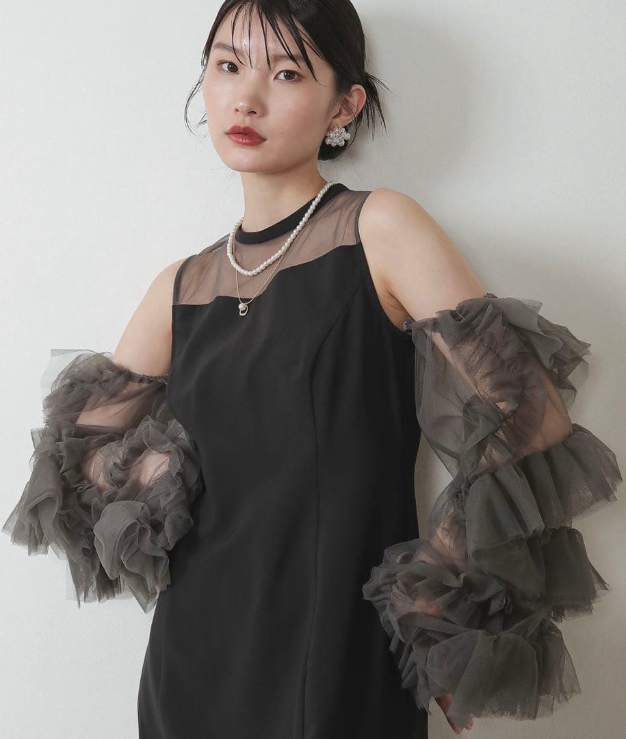 Kana チュールフリルスリーブIライン 2way ドレス