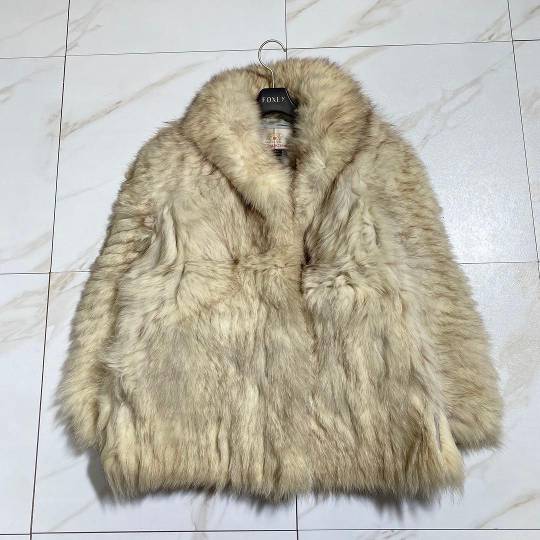 希少♡三越 西ドイツ製 最高級シルバーフォックスファーコート もこもこ