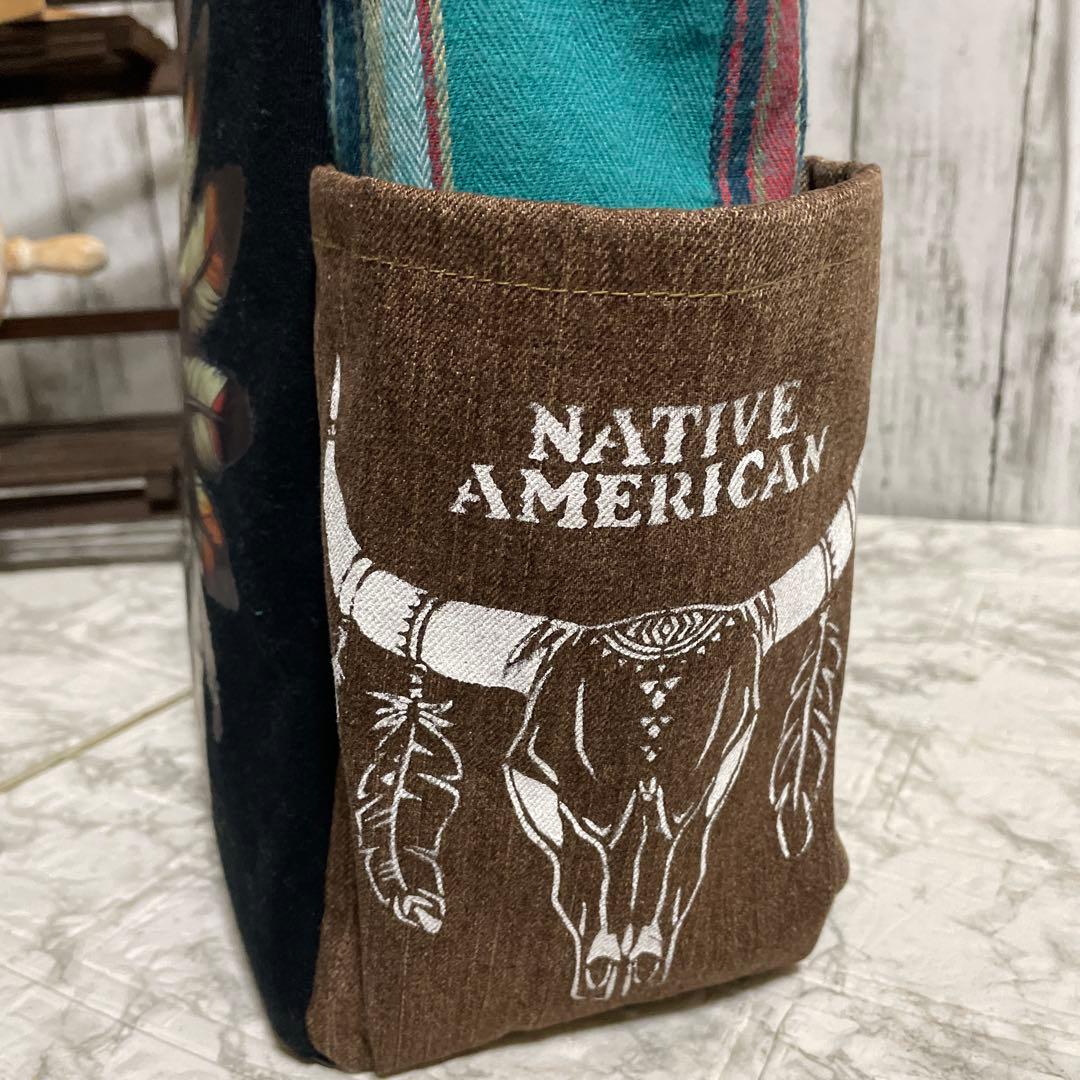 No.530 デニムリメイクバッグ　トートバッグ　キャットインディアン