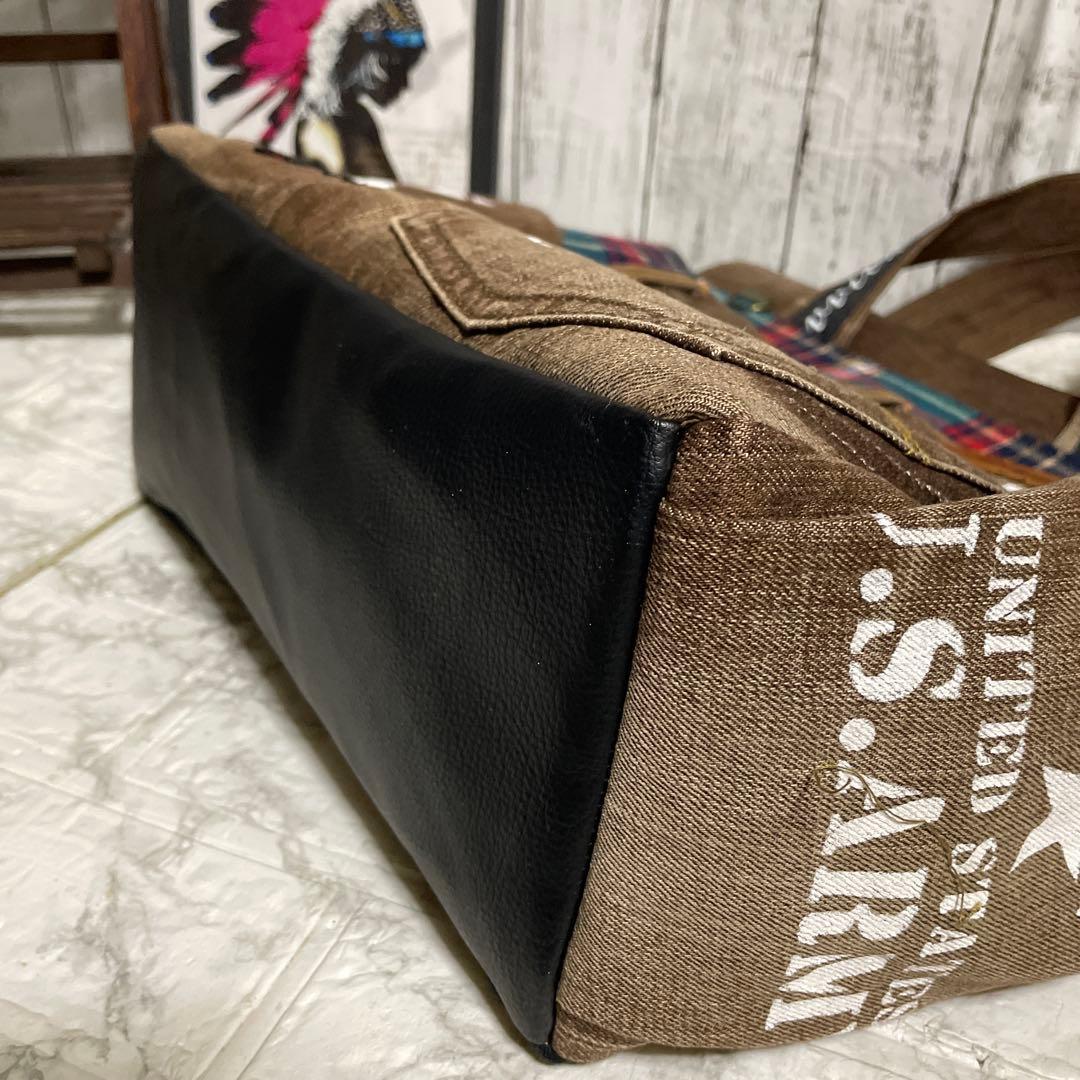 No.530 デニムリメイクバッグ　トートバッグ　キャットインディアン