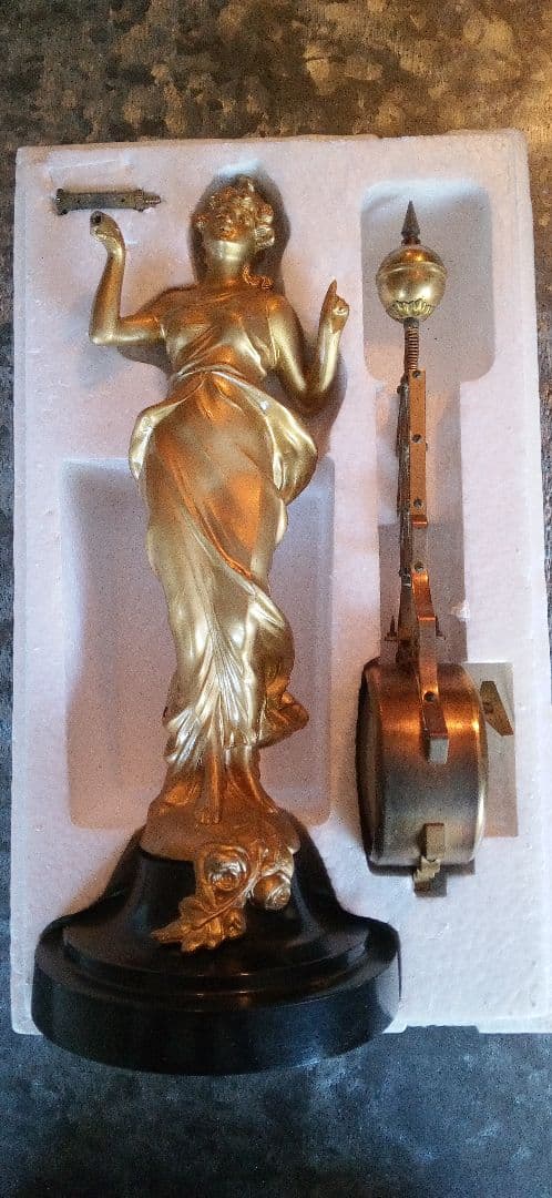 昭和レトロ 女神のネジまき「総体振置時計」MEIKO 箱付き　美品