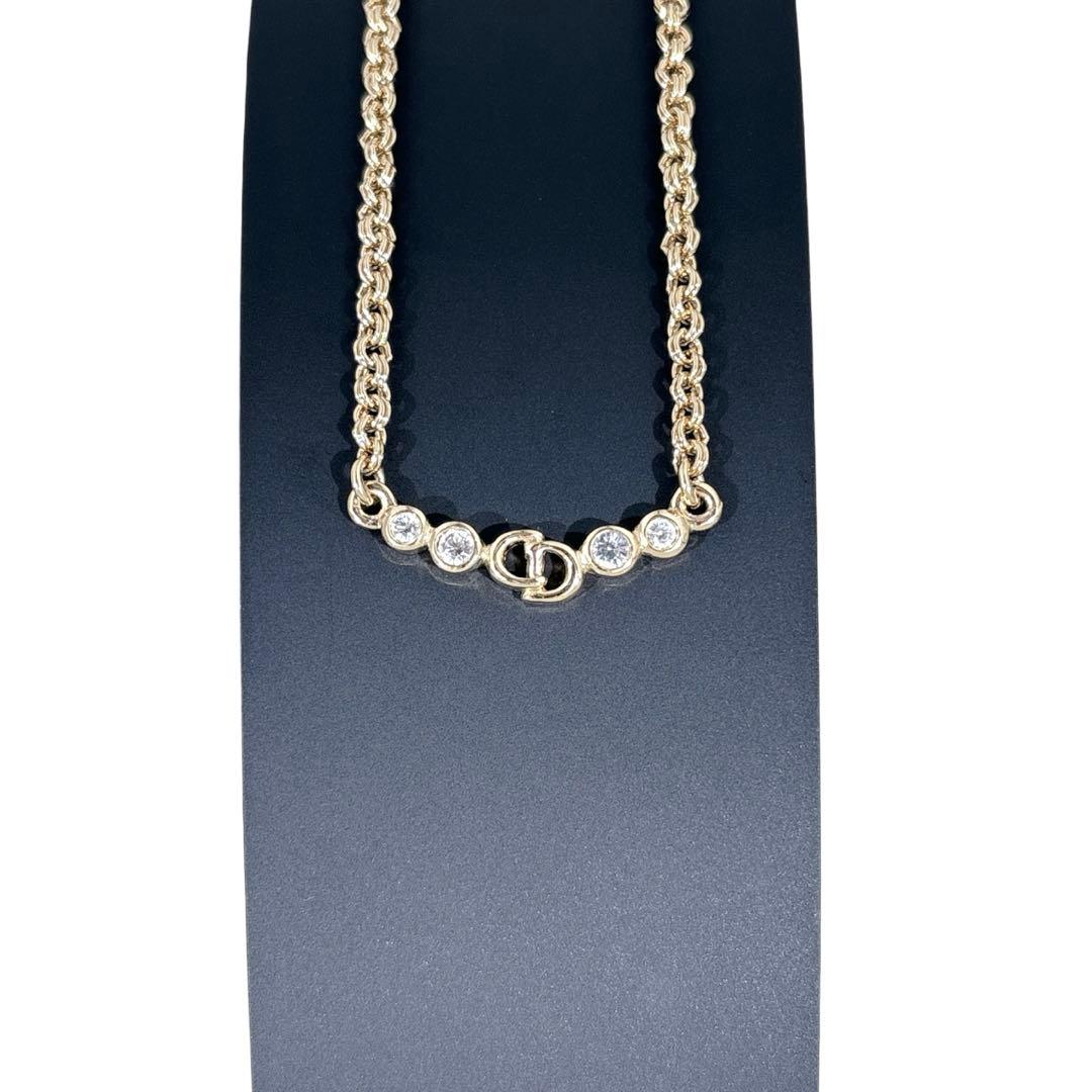 クリスチャンディオール CDロゴ ラインストーン ゴールド ネックレス