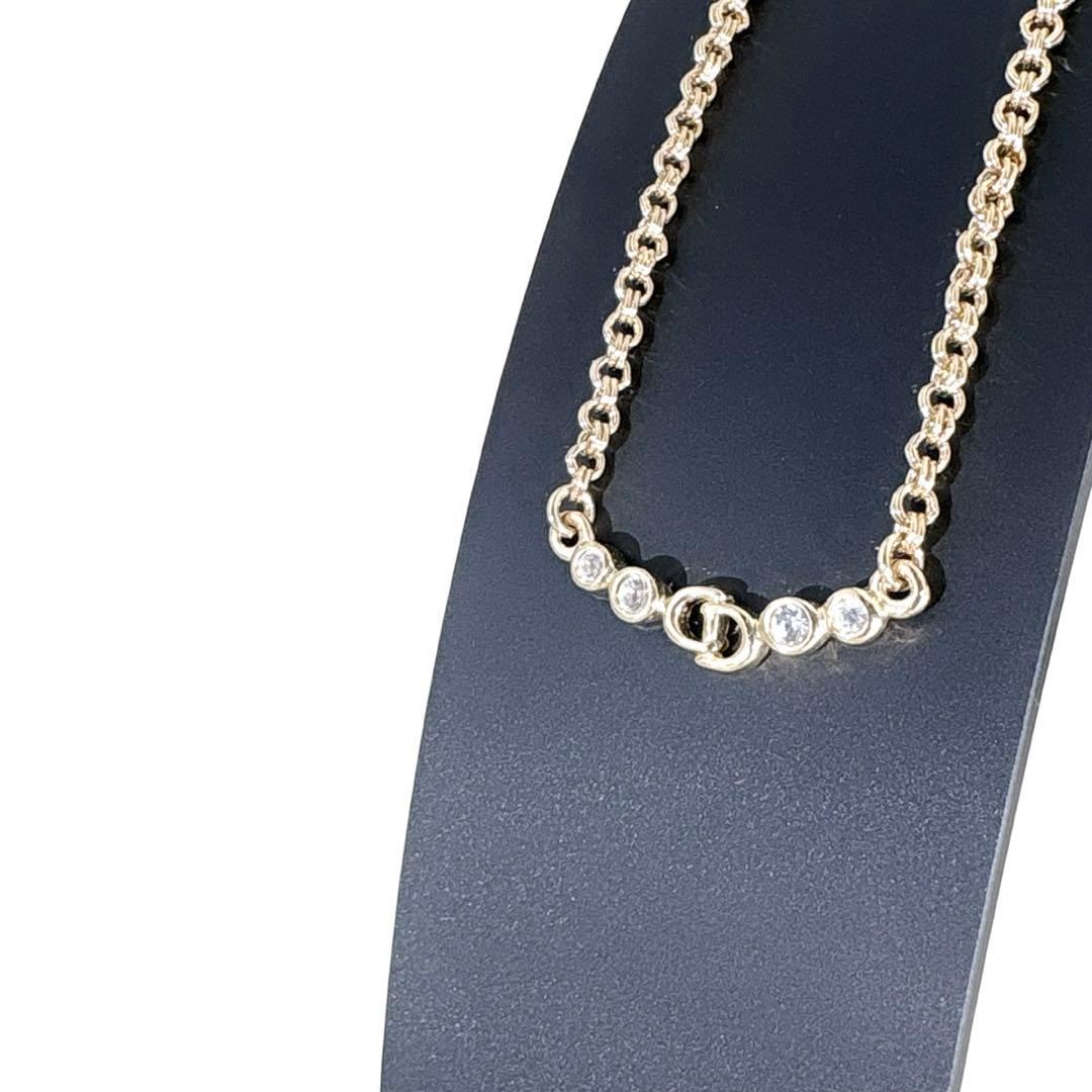 クリスチャンディオール CDロゴ ラインストーン ゴールド ネックレス