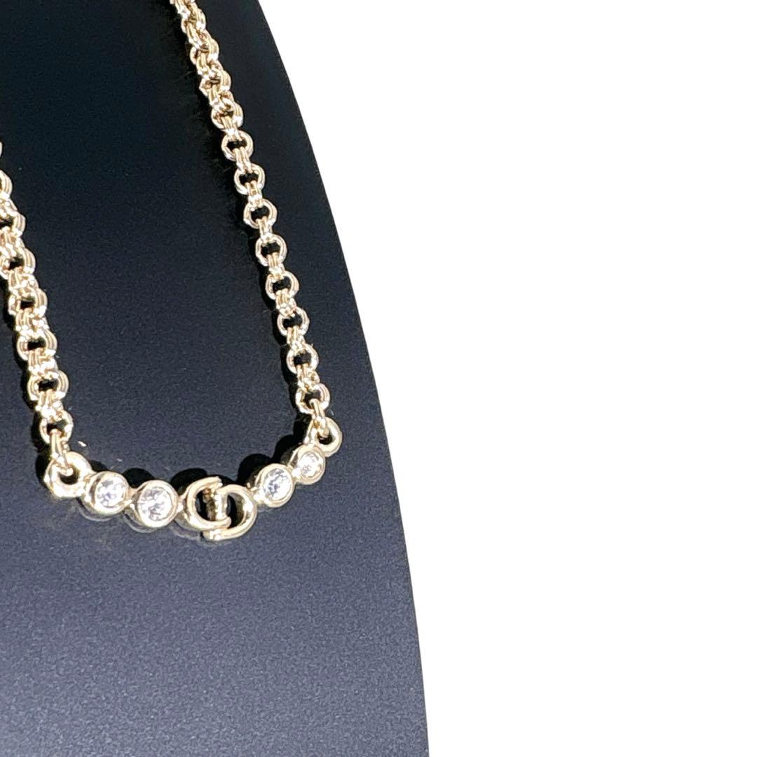 クリスチャンディオール CDロゴ ラインストーン ゴールド ネックレス