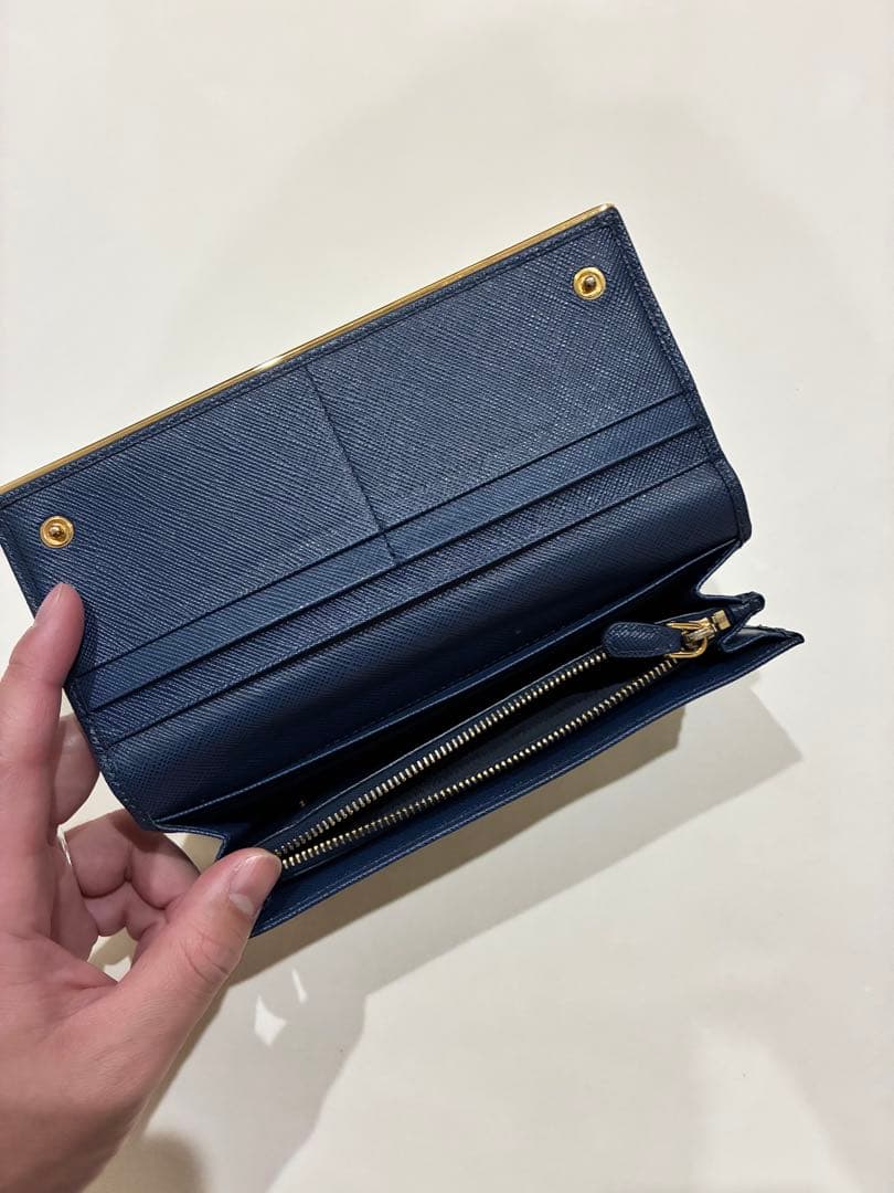【美品】PRADA ネイビー 長財布 箱付き