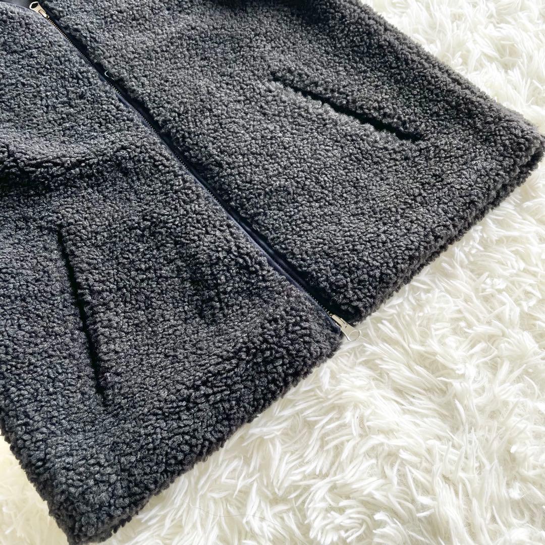 未使用タグ付き✨現行✨スリードッツ　エコファー　ベスト　ボア　黒　S