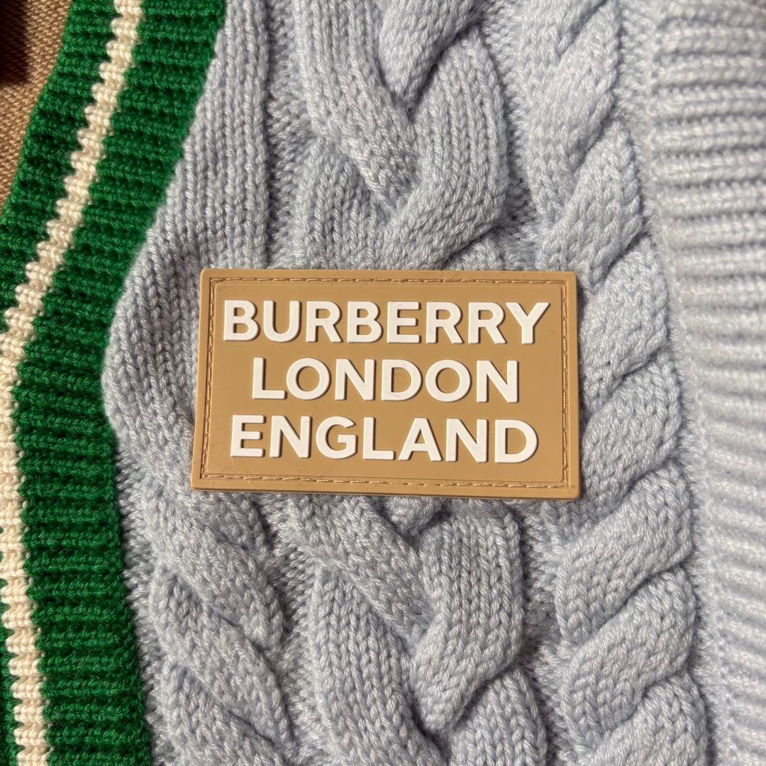 【美品】現行 バーバリー ラバーロゴ ケーブル ニット ジャケット 104cm