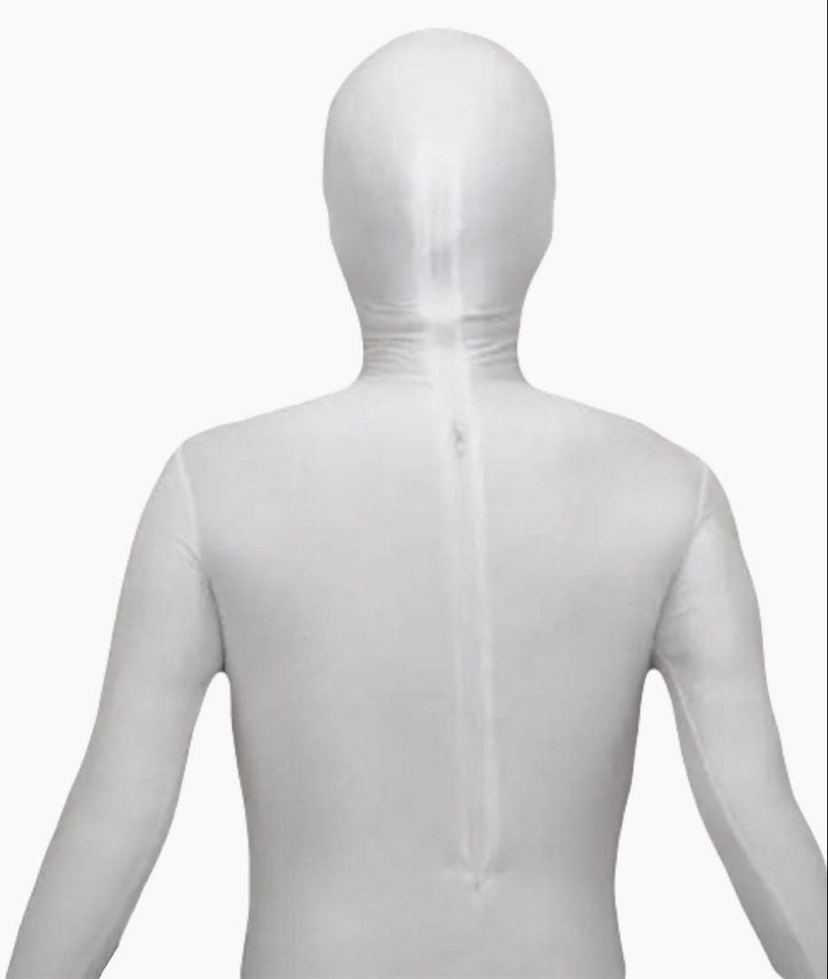 即購入OK。Lサイズ男性用凸仕様純白ゼンタイフルフェイスマスク全身タイツ