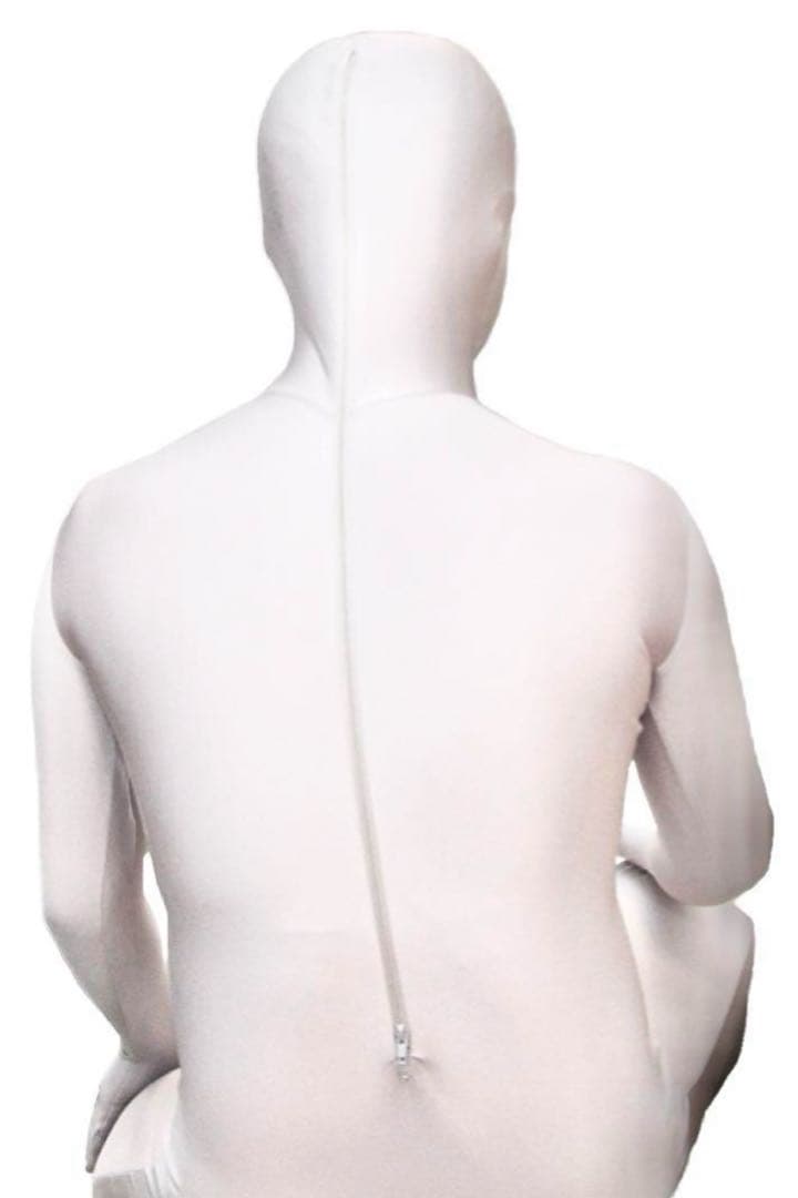 即購入OK。Lサイズ男性用凸仕様純白ゼンタイフルフェイスマスク全身タイツ