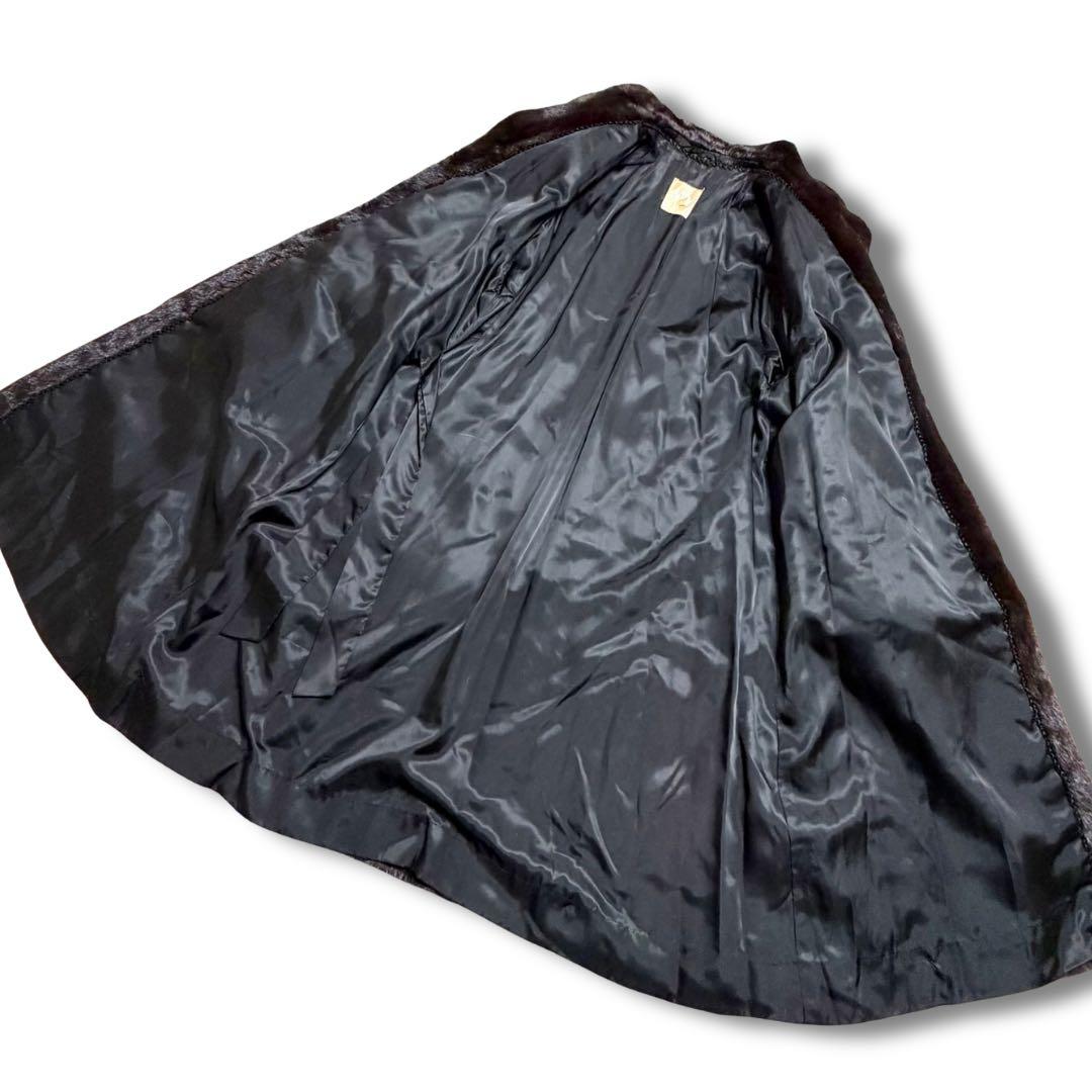 【着丈114cm/裾幅180cm】ダークミンク リアルファーコート 本毛皮 艶◎