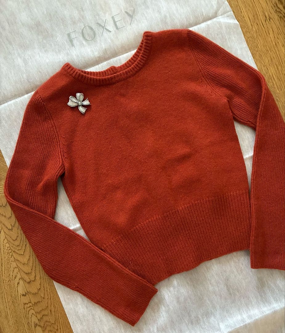 最終価格フォクシー　カシミヤ100％　2way カーディガンセーター　レンガ色