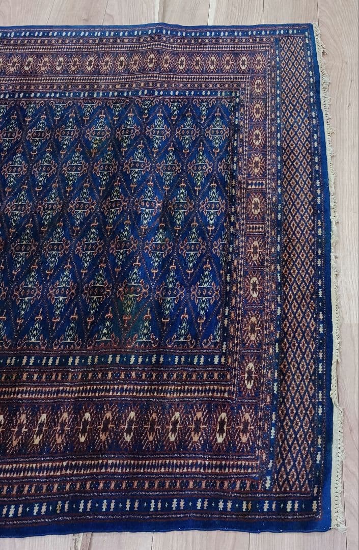 専用Y3139 パキスタン絨毯 ウール 手織り 187×126㎝ トライバルラグ