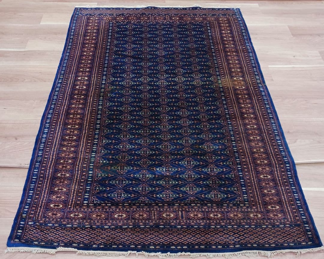 専用Y3139 パキスタン絨毯 ウール 手織り 187×126㎝ トライバルラグ