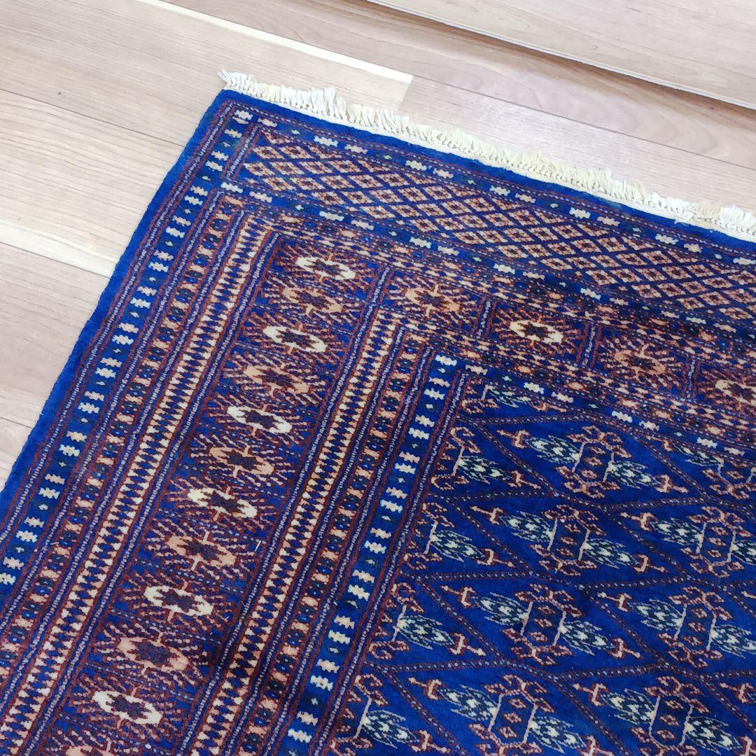 専用Y3139 パキスタン絨毯 ウール 手織り 187×126㎝ トライバルラグ