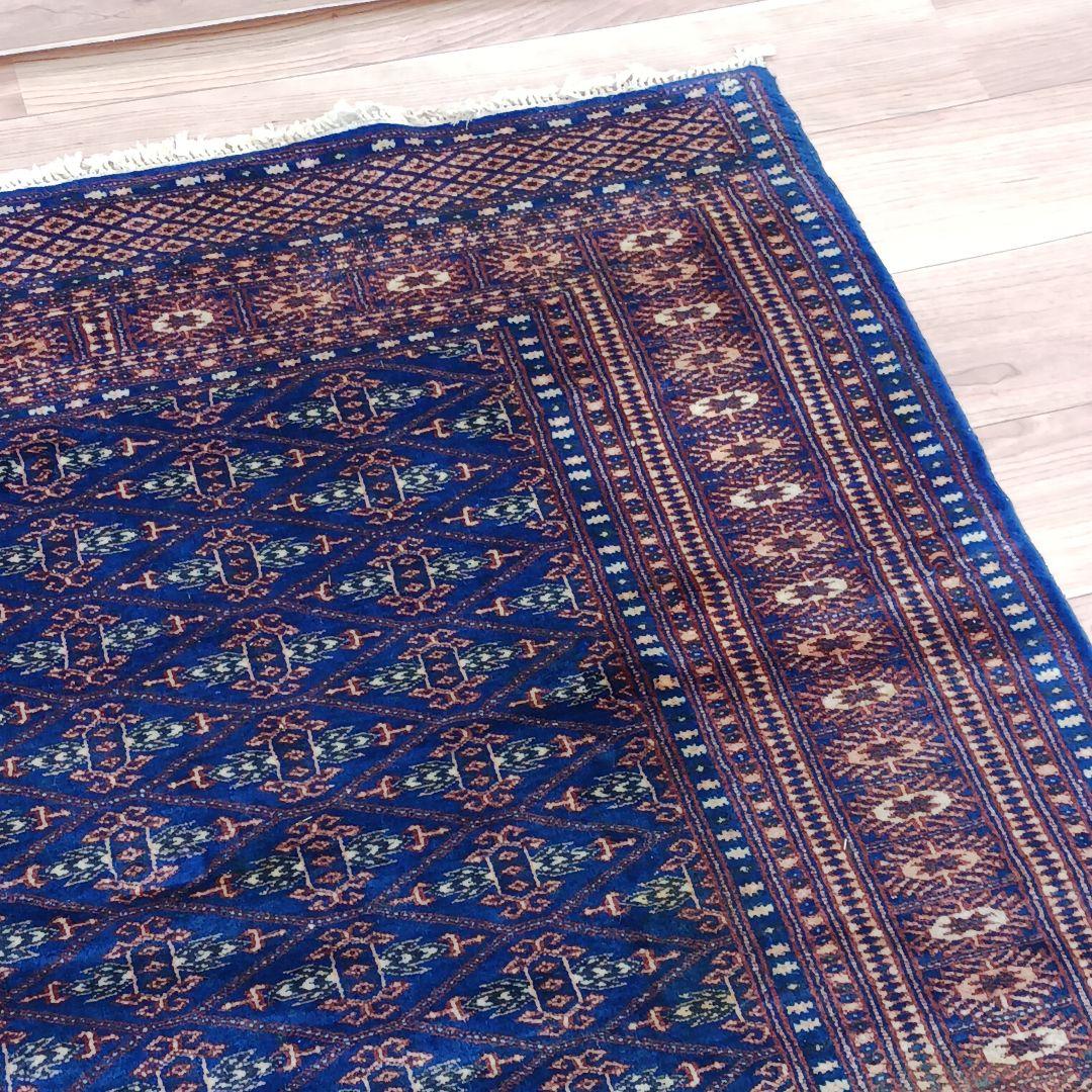 専用Y3139 パキスタン絨毯 ウール 手織り 187×126㎝ トライバルラグ