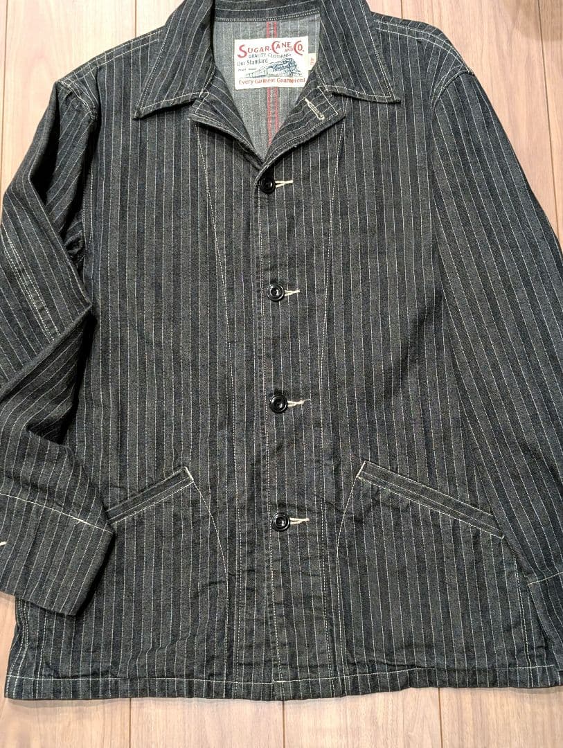 売り尽くし　最終値下げ　希少　SUGAR CANE ストライプカバーオール 40