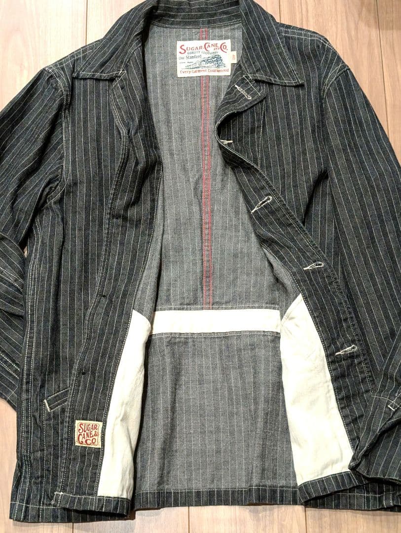 売り尽くし　最終値下げ　希少　SUGAR CANE ストライプカバーオール 40