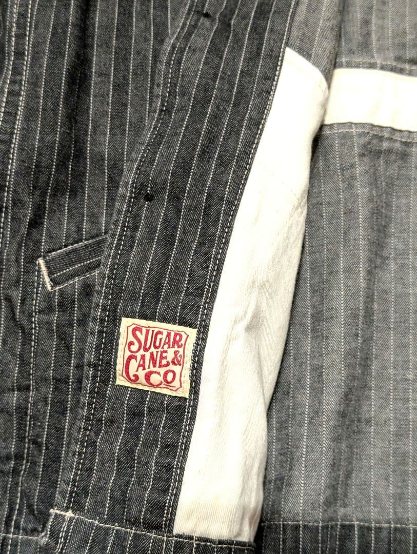 売り尽くし　最終値下げ　希少　SUGAR CANE ストライプカバーオール 40