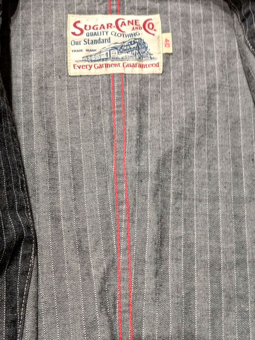 売り尽くし　最終値下げ　希少　SUGAR CANE ストライプカバーオール 40